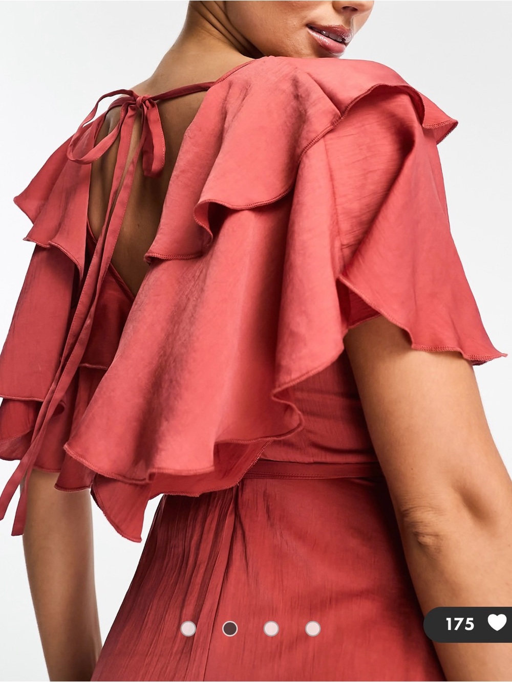 ASOS Ruffled Wrap High-Low Dress in Dusty Rose - Picture 4 of 6